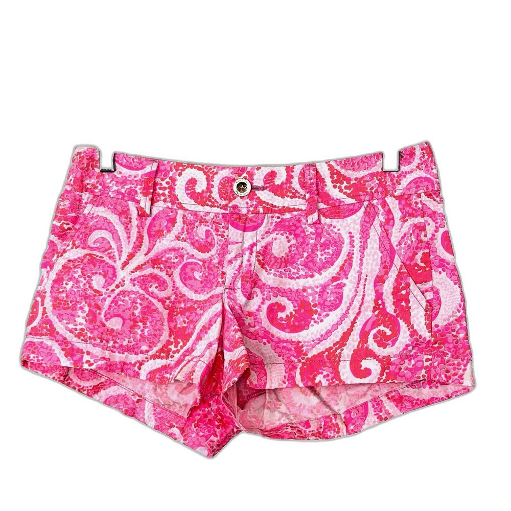 Lilly Pulitzer Walsh Short Womens Size 2 Pink Floral Print Casual Shorts Cotton